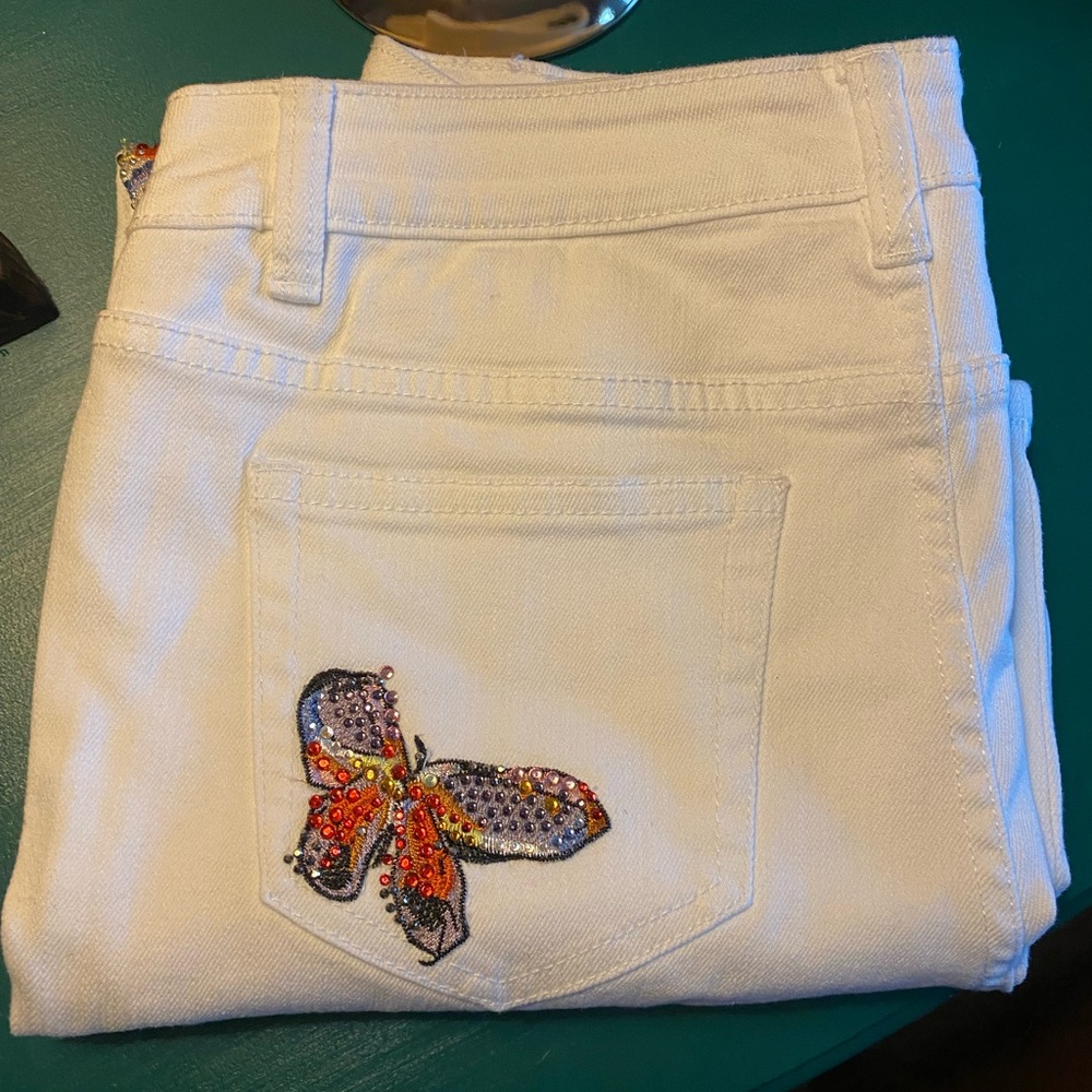 White butterfly Boston Proper jeans